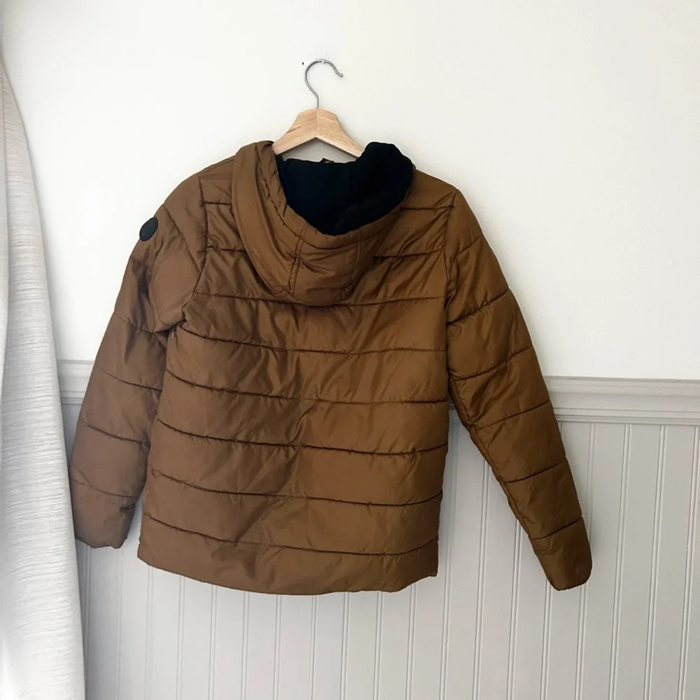 Perry Ellis Boys Size 14/16 Tan Brown Quilted Winter Jacket Coat
